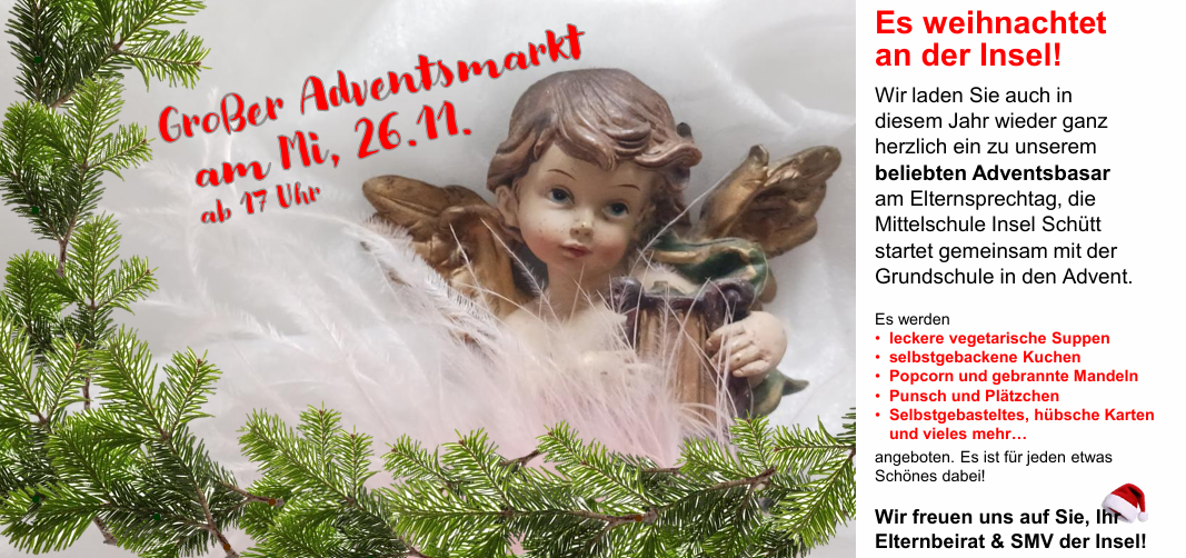 Einladung zum Elternsprechabend und gleichzeitig Adventsbasar am 26.11.2025 ab 17 Uhr. 